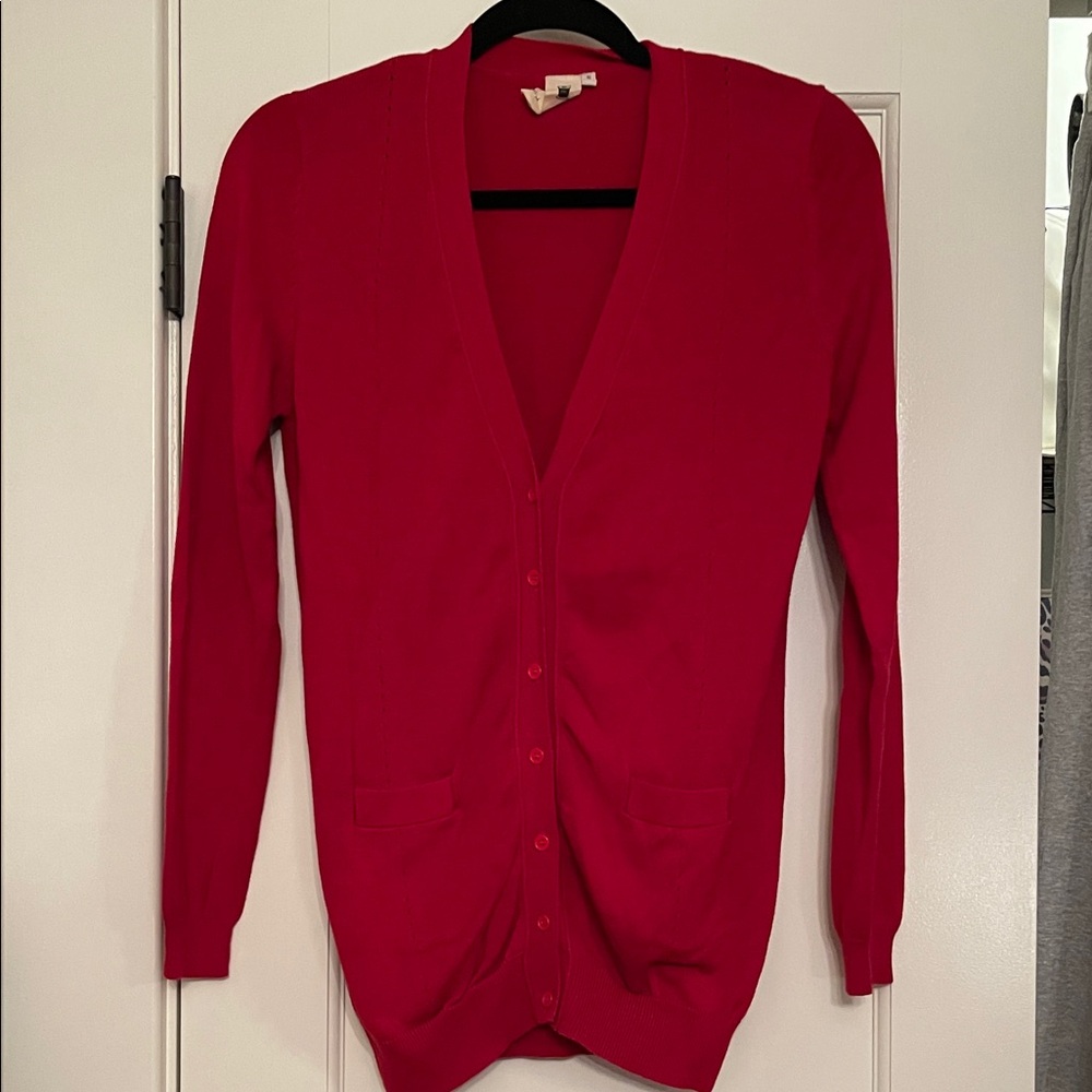 Women's Red Cardigan Sweater